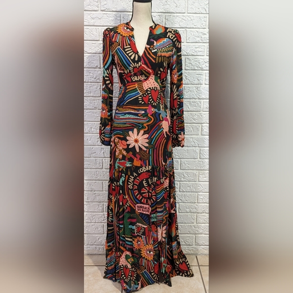 FARM Rio Dresses & Skirts - Anthropologie Farm Rio Baleares Maxi Dress Sz XS Bohemian Festival Fall Bold